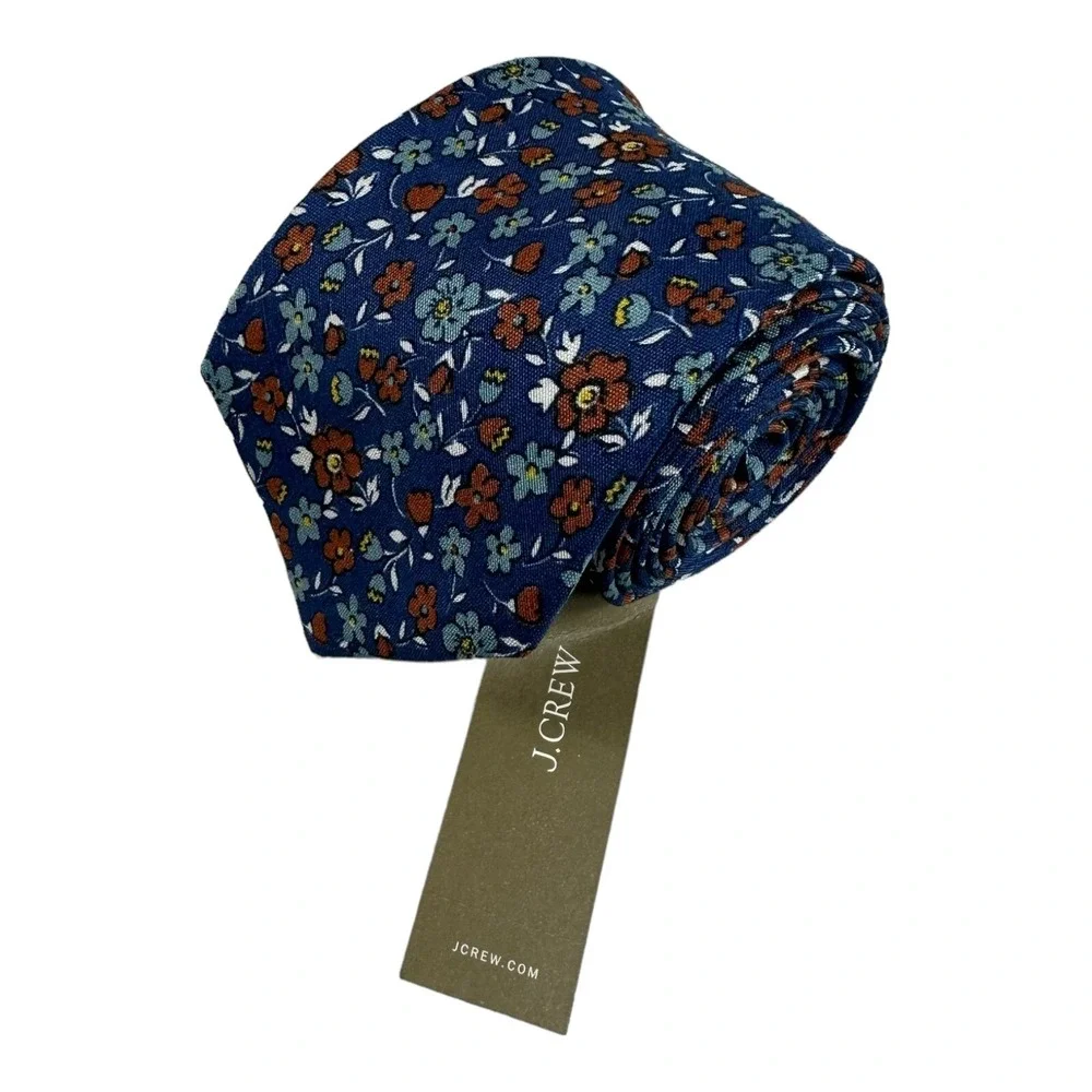 J Crew Ludlow Blue Floral Pure Silk Mens Tie 3 Inch Width NWT